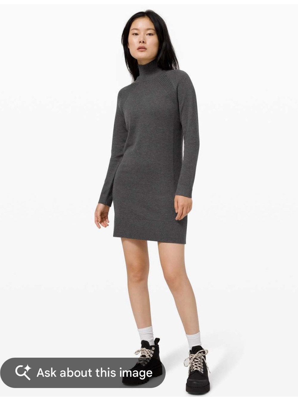 lululemon Keep it Cozy Dress Black Knit Midi Dress Size 10